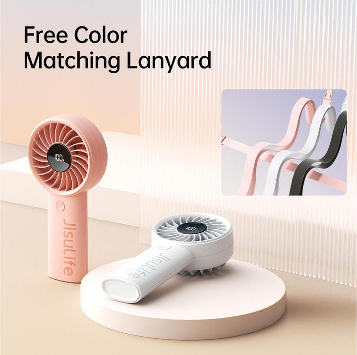 Actual product image Jisulife Mini wentylator Handheld Fan Life4 3600mAh przenośny wiatraczek USB - różowy