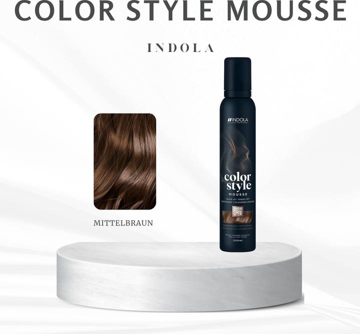 Image du produit Indola Mousse Color Style Brun moyen 200 ml (200 ml, Mousse coiffante)