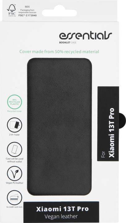 Actual product image Essentials Xiaomi 13T Pro PU wallet, 3 cards, black (Xiaomi 13T Pro)