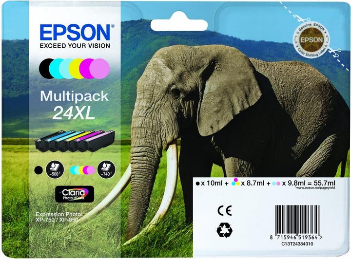 Produktbild Epson T2438 Elephant (M, C, Y, LC, LM, BK)