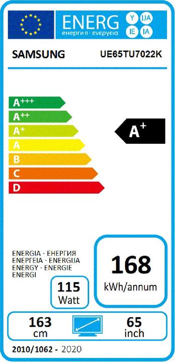 Energy Label Samsung UE65TU7022KXXH (65", LED, 4K)