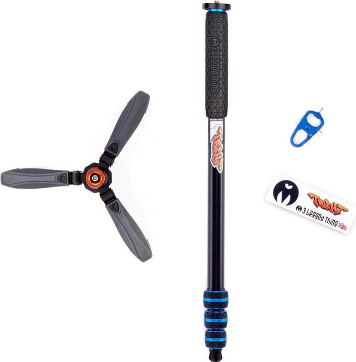 Produktbild 3 Legged Thing Trent 2.0 Einbeinstativ Blau & Docz2 FuÃstabilisator (Metall)
