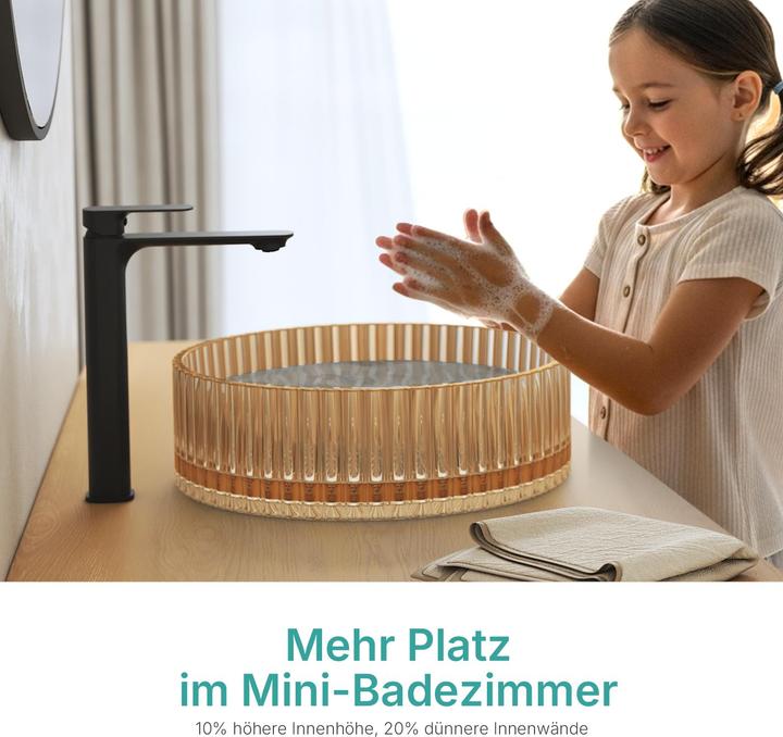 Produktbild Emke Aufsatzwaschtisch Ø40 cm Design-Waschbecken gehärtetes Bleikristallglas Roségold galvanisch (400 mm)