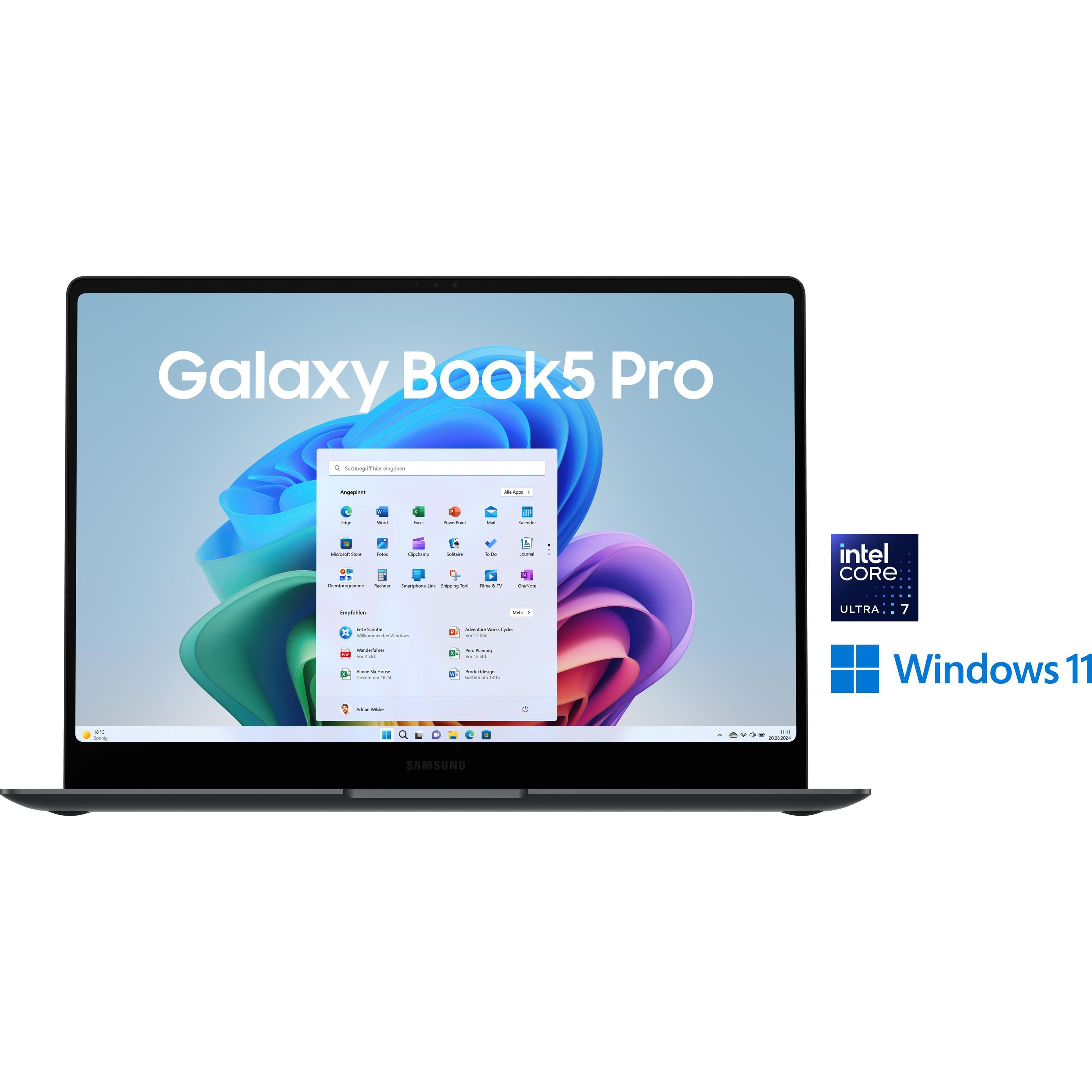 Thumbnail - Samsung Galaxy Book5 Pro (14", Intel Core Ultra 7 258V, 32 GB, 512 GB, DE), Notebook, Grau