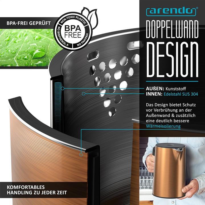 Immagine prodotto Arendo 3-teiliges Küchenset mit Wasserkocher, Toaster & Eierkocher (1.50 l)