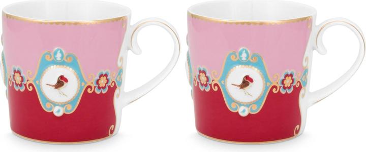 PIP Studio Love Birds Medallion Red-Pink Henkelbecher Small 0,15l Set2 (150 ml, 2x)