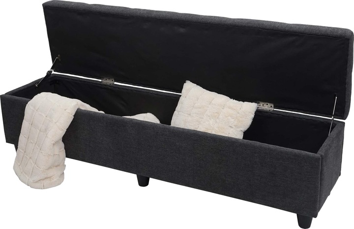 Image du produit Swisshandel24 Coffre de rangement Kriens XXL, banquette Banc, tissu/textile, 45x180x45cm gris foncé (180 cm)
