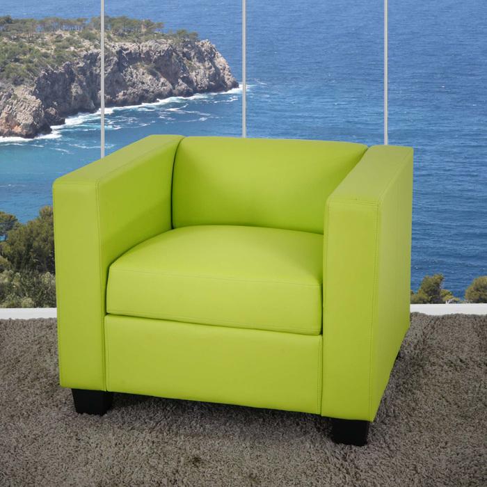 Immagine prodotto Mendler Set di divani 3-1-1 Loungesofa Lille - Finta pelle, Verde chiaro (3 posti)