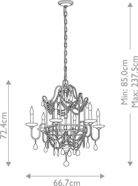 Actual product image Elstead Lighting Gianna chandelier E14 6-fold gold-plated silver (66.70 cm)