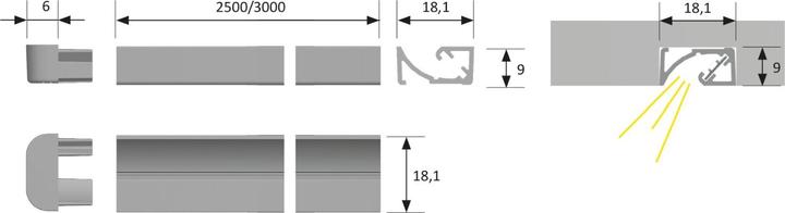 Actual product image Halemeier ChannelLine S Alu 10er Set L=3000 Aluminiumprofil
