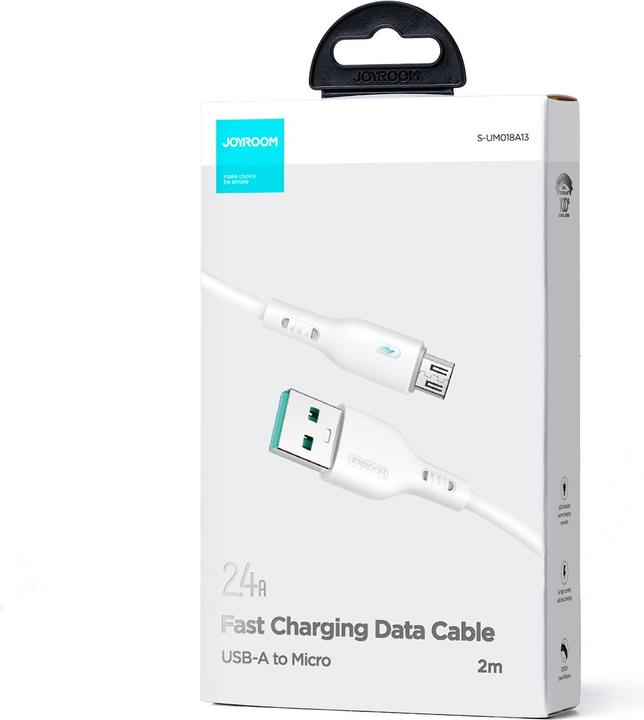 Image du produit Joyroom Câble USB - micro USB 2.4A 2m S-UM018A13 - blanc (2 m, USB 2.0)