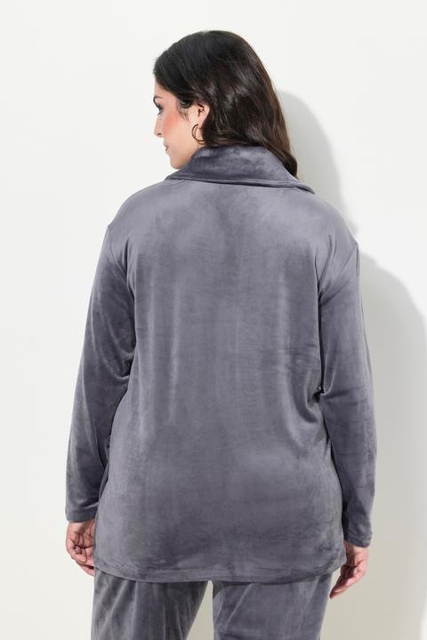 Produktbild Ulla Popken Loungewear-Nickijacke, Umfallkragen, Langarm, recycelt (50, 52)