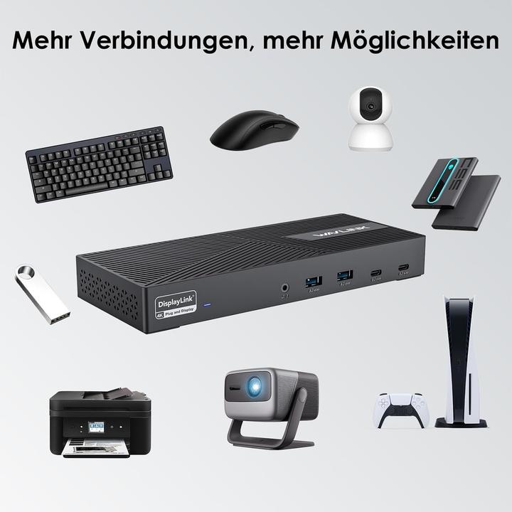 Actual product image Wavlink Displaylink Docking Station (USB-C, 6 ports)
