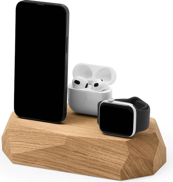 Actual product image Oakywood Triple Dock - Wooden docking station for three devices - 1 x Lightning, 1 x USB-C