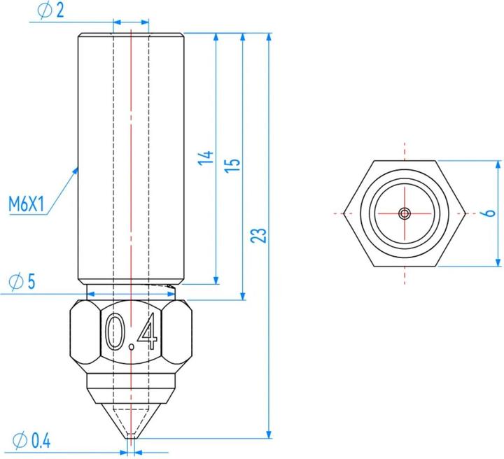 Actual product image Creality Nozzle Replacement nozzle for K1 0.4 mm (Blast pipe)