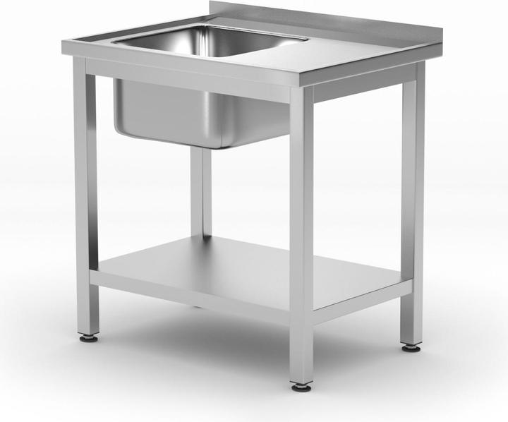 Hendi Lavello singolo con ripiano a sinistra 800x600x850 mm