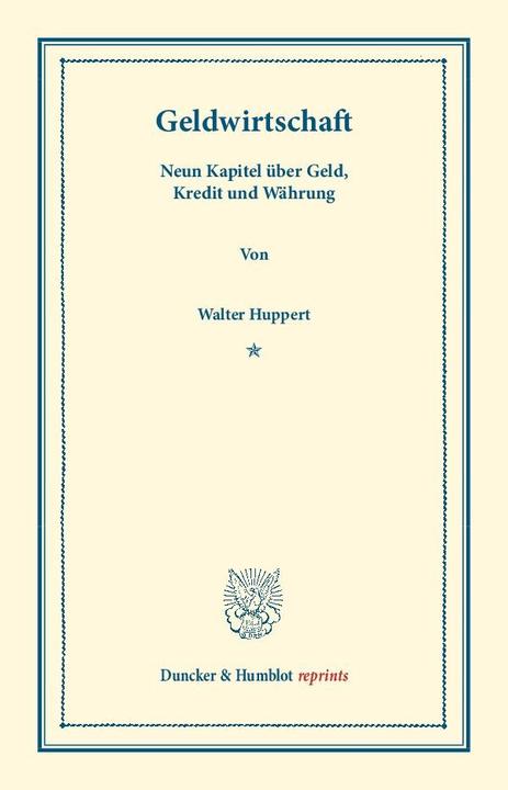 Produktbild Geldwirtschaft (Deutsch, Walter Huppert, 2013)
