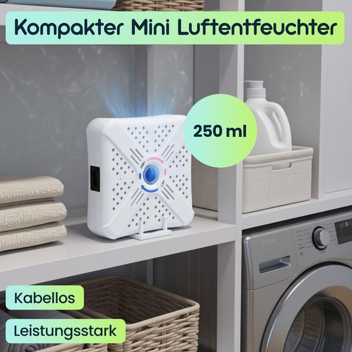 Actual product image Ideoon Mini Luftentfeuchter 250ml mit Silica Gel Kügelchen, 25W