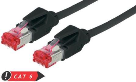 Image du produit Tecline Cordon de raccordement S/FTP, PiMF, Cat 6, noir, 1,5 m sans halogène, avec câble Draka et fiches (S/FTP, CAT6, 1.50 m)
