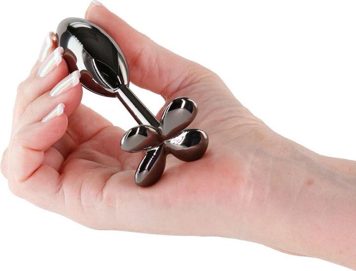 Actual product image NS Novelties Rear Assets Clover Gunmetal Anal Plug Black 9.2 cm
