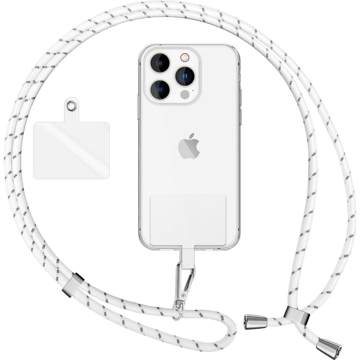 Nalia Universal Handykette zum Umhängen mit Pad, Handykette, Weiss