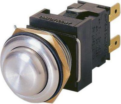 Actual product image Arcolectric (Bulgin) Ltd Push Button Switch, Latching, Panel Mount, 19.2mm Cutout, DPDT, 250V ac, IP66