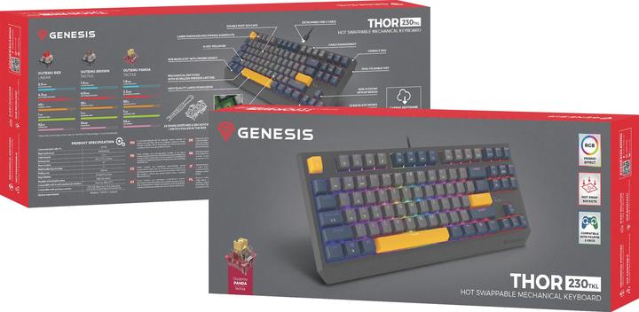 Actual product image Genesis herní klávesnice THOR 230/TKL/RGB/Outemu Panda/Drátová USB/US layout/Naval Blue Negative (US, Cable)
