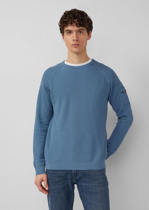 Produktbild s.Oliver Strickpullover Strukturierter Raglanpullover aus Baumwolle mit Ärmeltasche (XL)