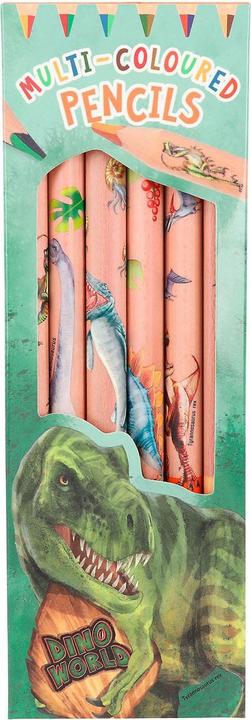 Produktbild Magni Depesche 12100 Dino World-Multicolor Buntstifte Set in Holz-Optik und Dinomotiven, 6 Dicke Stifte in (6x)