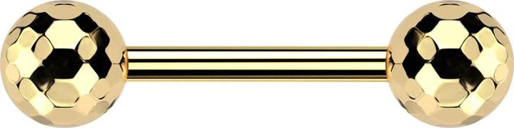 Actual product image Star Piercing Gold-plated threadless barbell with two gold-plated disco balls (without brass, Titanium)