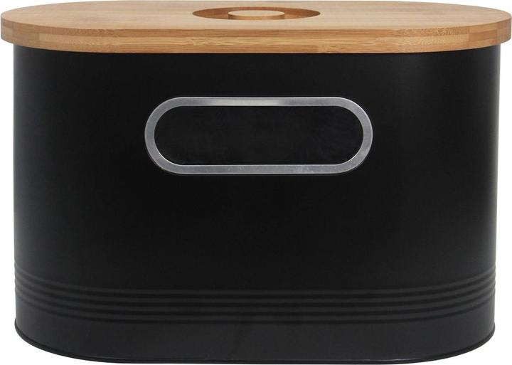 Actual product image neuetischkultur Bread Bin Black with Wooden Lid
