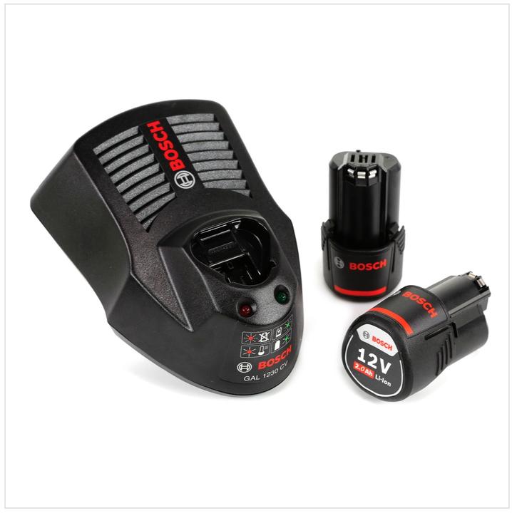 Immagine prodotto Bosch Professional GLI 12V-300 Lampada a batteria + 2x Batterie GBA 12 V 2,0 Ah + Caricabatterie GAL (300 lm)