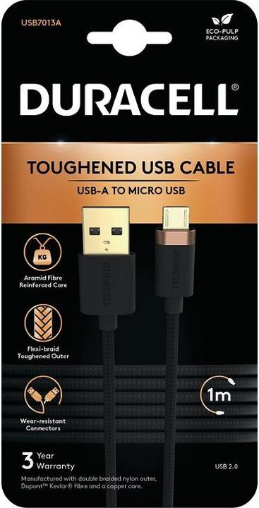 Produktbild Duracell USB cable for Micro-USB 1m (Black) (1 m, USB 2.0)