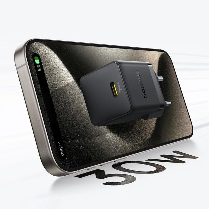 Actual product image Baseus - Wall Charger Palm (P10111605213-00) - Fast Charger, Type-C, PD 30W, 5V/3A- Moon White (30 W, 1 portion)