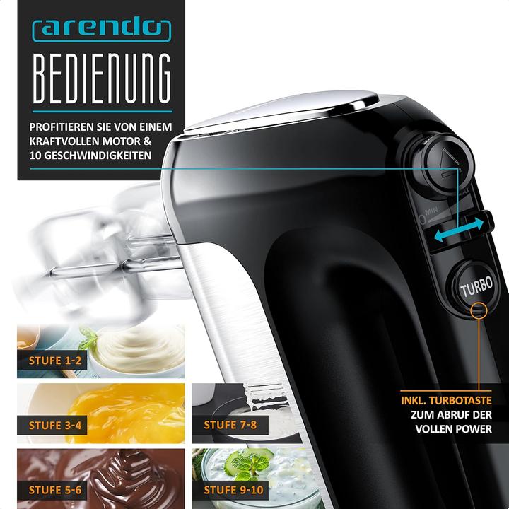Produktbild Arendo Handmixer inkl. 2 Rührbesen und 2 Knethaken (500 W)