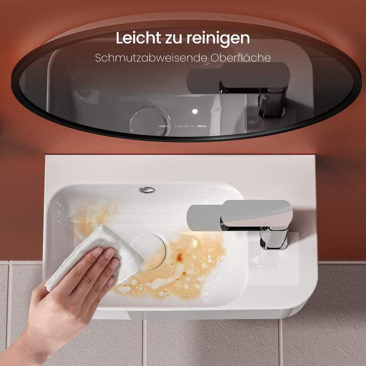 Produktbild Emke Wandwaschbecken 450 x 265 x 156 mm, Rechteckig, Keramik, Hahnloch rechts, Weiss glänzend (265 mm, 450 mm)