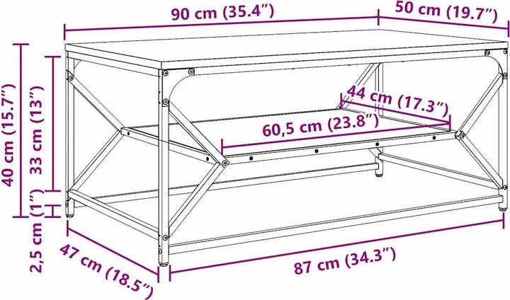 Actual product image VidaXL Coffee table (90 x 50 x 40 cm)