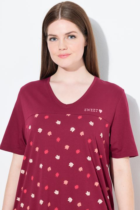 Produktbild Ulla Popken Bigshirt, Blüten, Stickerei, V-Ausschnitt, Halbarm (42, 44)