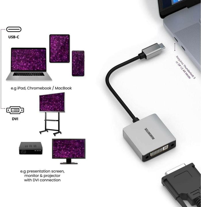 Produktbild Marmitek Adapter Connect USB-C > DVI (USB Typ-C, 15 cm)
