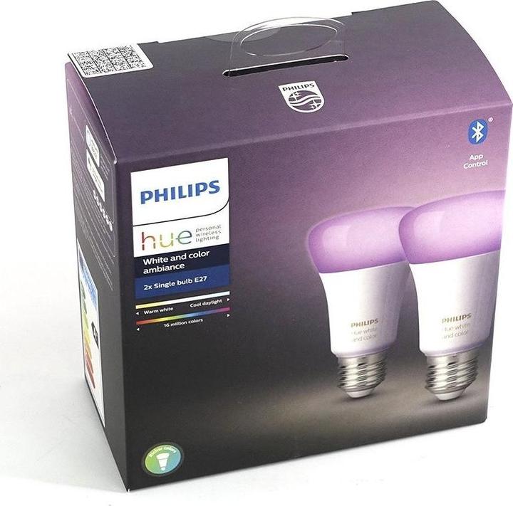Actual product image Philips Hue White & Color Ambiance BT (E27, 9 W, 1100 lm, 2 x, F)