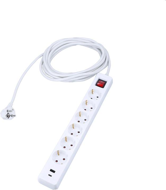 Actual product image As - Schwabe Steckdosenleiste mit USB-Port (6x, CEE 7/3, 1.40 m)