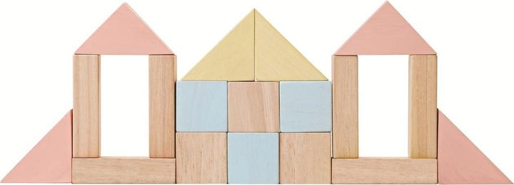 Actual product image Plantoys 40 wooden blocks pastel