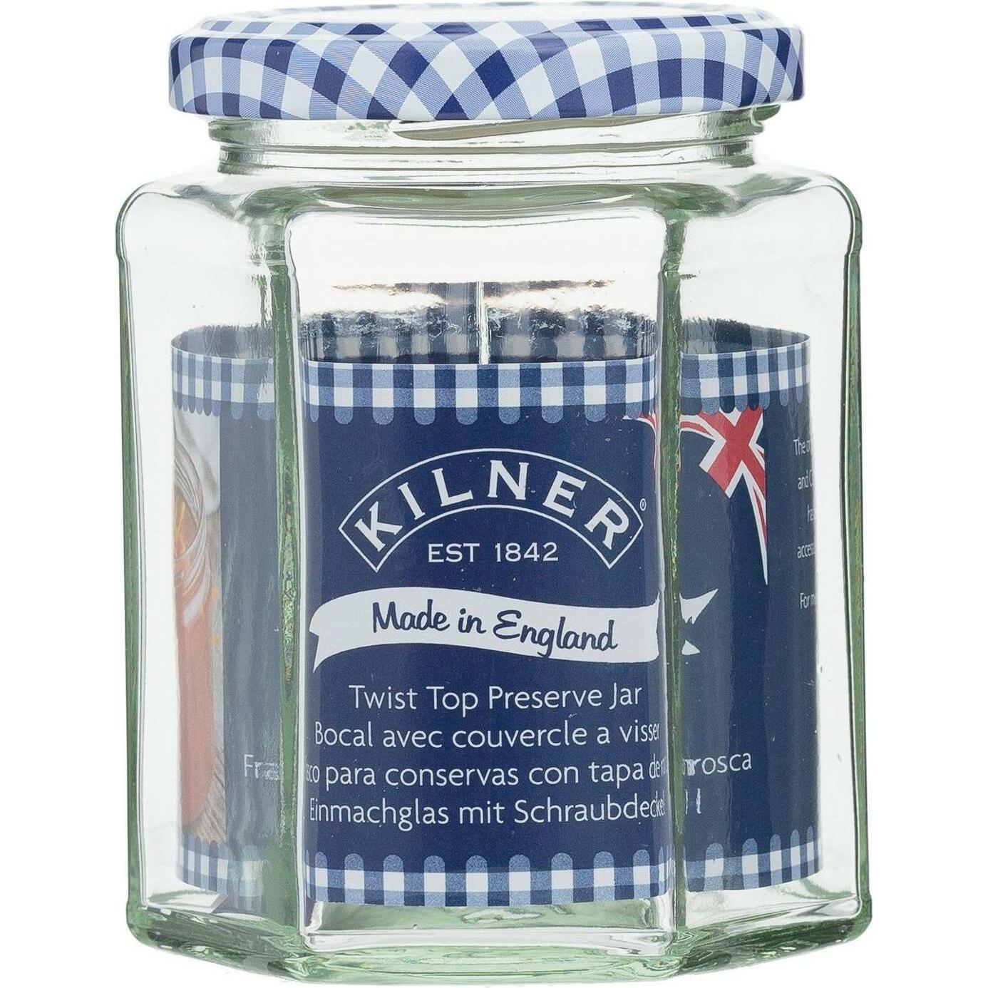 Kilner 25.385 Bottiglia esagonale Twist Top 250ml, vaso, Contenitore + Barattolo per conserve, Trasparente