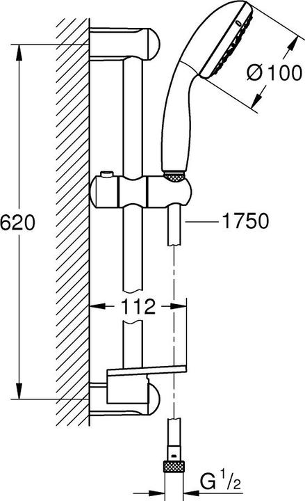 Produktbild Grohe Brausestangenset Tempesta 100 chrom (4 Strahlarten)