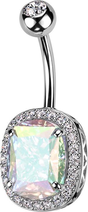 Immagine prodotto Star Piercing Banana argento con cristallo a sfera argento e cristallo grande multicolore (Ottone, Acciaio chirurgico 316L)