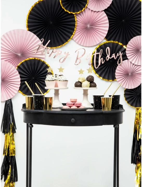 Produktbild Partydeco Girlande Pompons Schwarz und Gold (1 Stück)