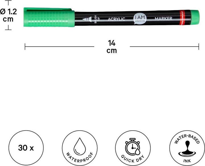 Produktbild I Am Creative Wasserfeste Acryl Permanent Brush Marker (30x)