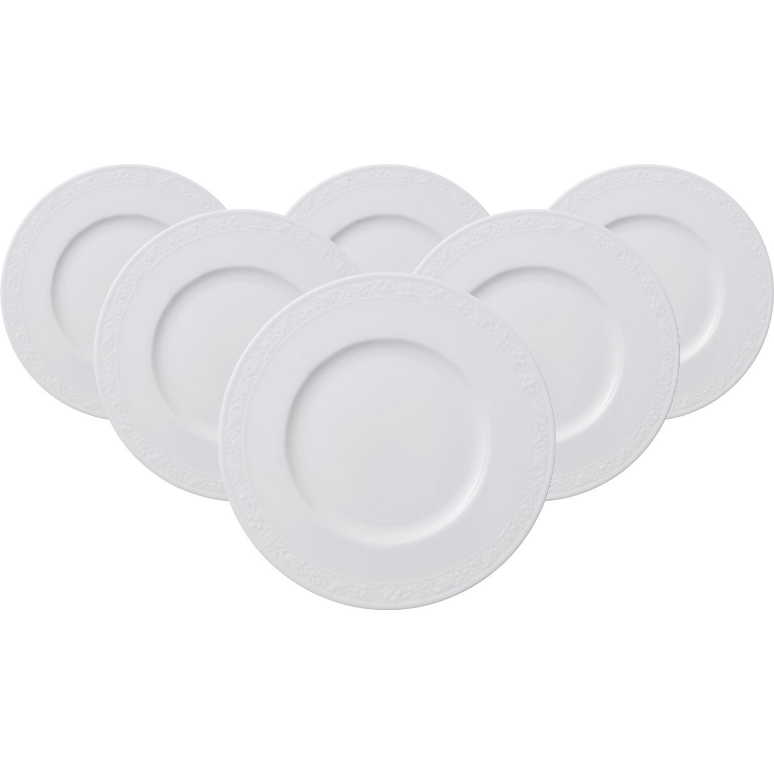 Villeroy & Boch Multipack White Pearl Brotteller - 6 Stück, Teller, Weiss
