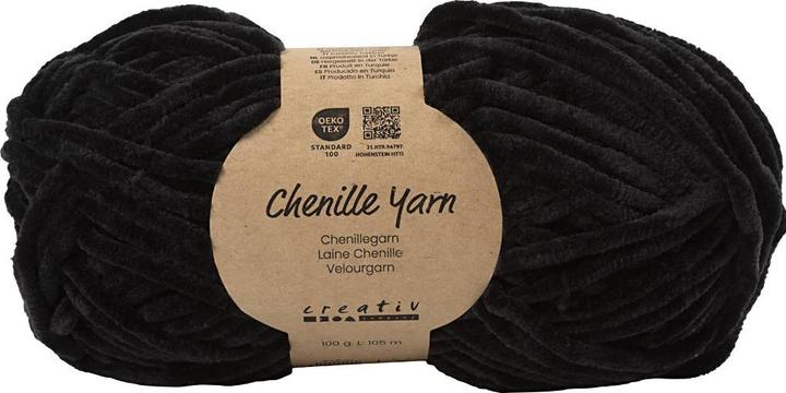 Produktbild Creativ Company Velour Yarn, L: 105 m, needle 5-6, black, 100 g/ 1 ball (105 m)