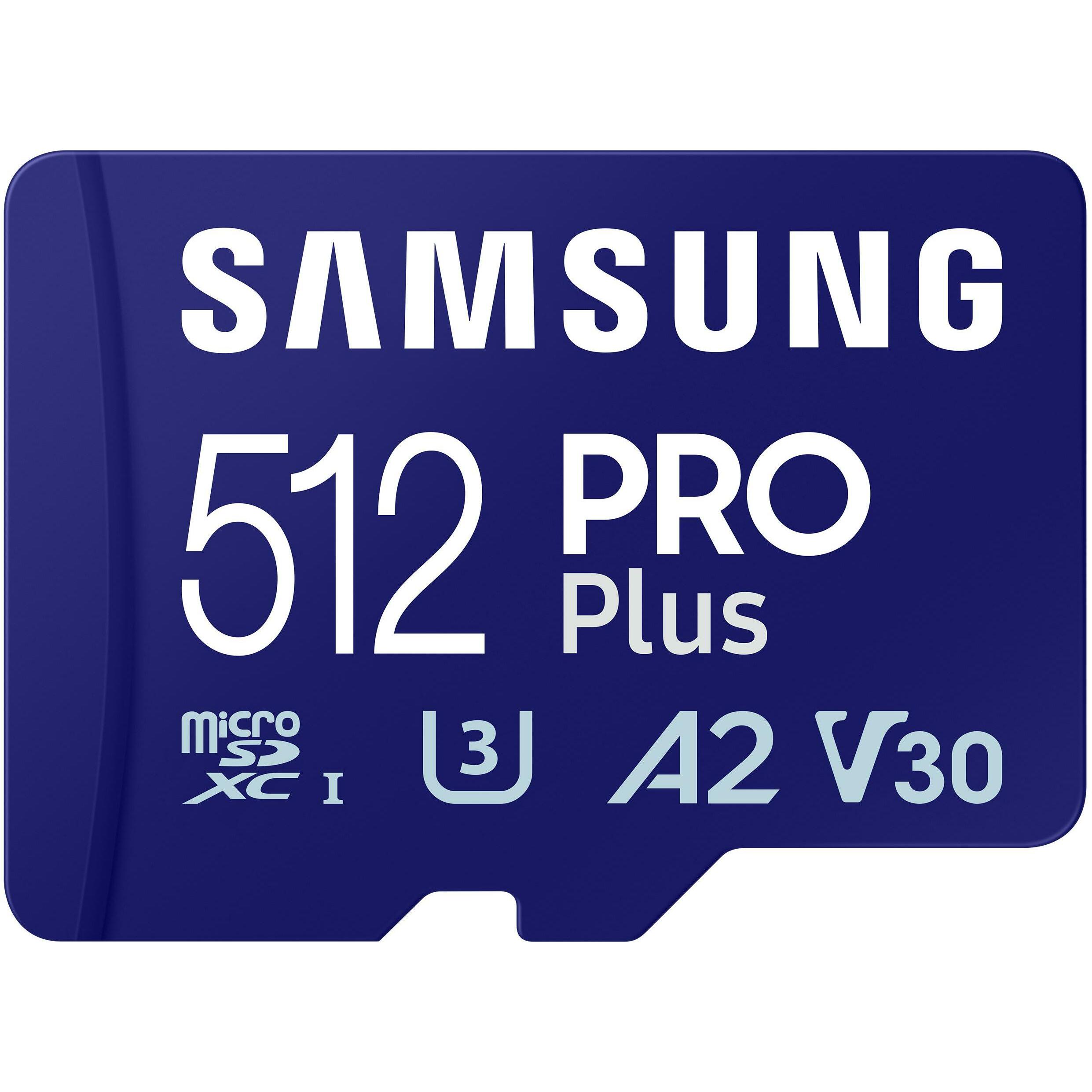 Samsung Pro Plus (512 GB, microSDXC, U3, UHS-I), Speicherkarte, Blau